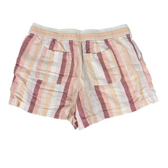 Gap Women's Size Large Linen Blend Easy Pull On Shorts Pink Multi Stripe - Picture 2 of 5